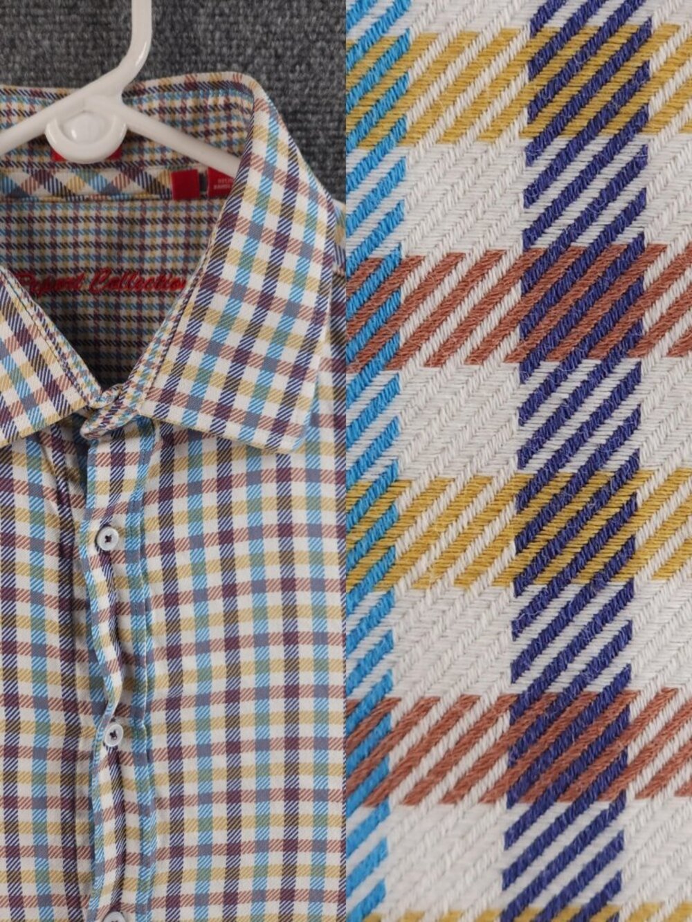 Report Collection Men Button Up Shirt Colorful Check XL Long Sleeve Woven Adult